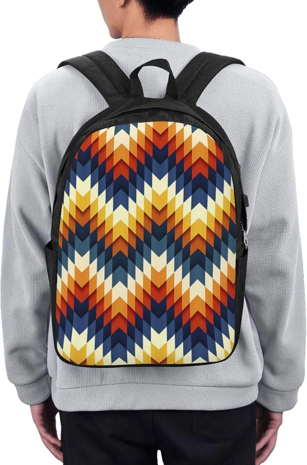 Colorful Waves Backpack, 17 Inch Travel Business Laptop Backpack With USB Port for Women Men