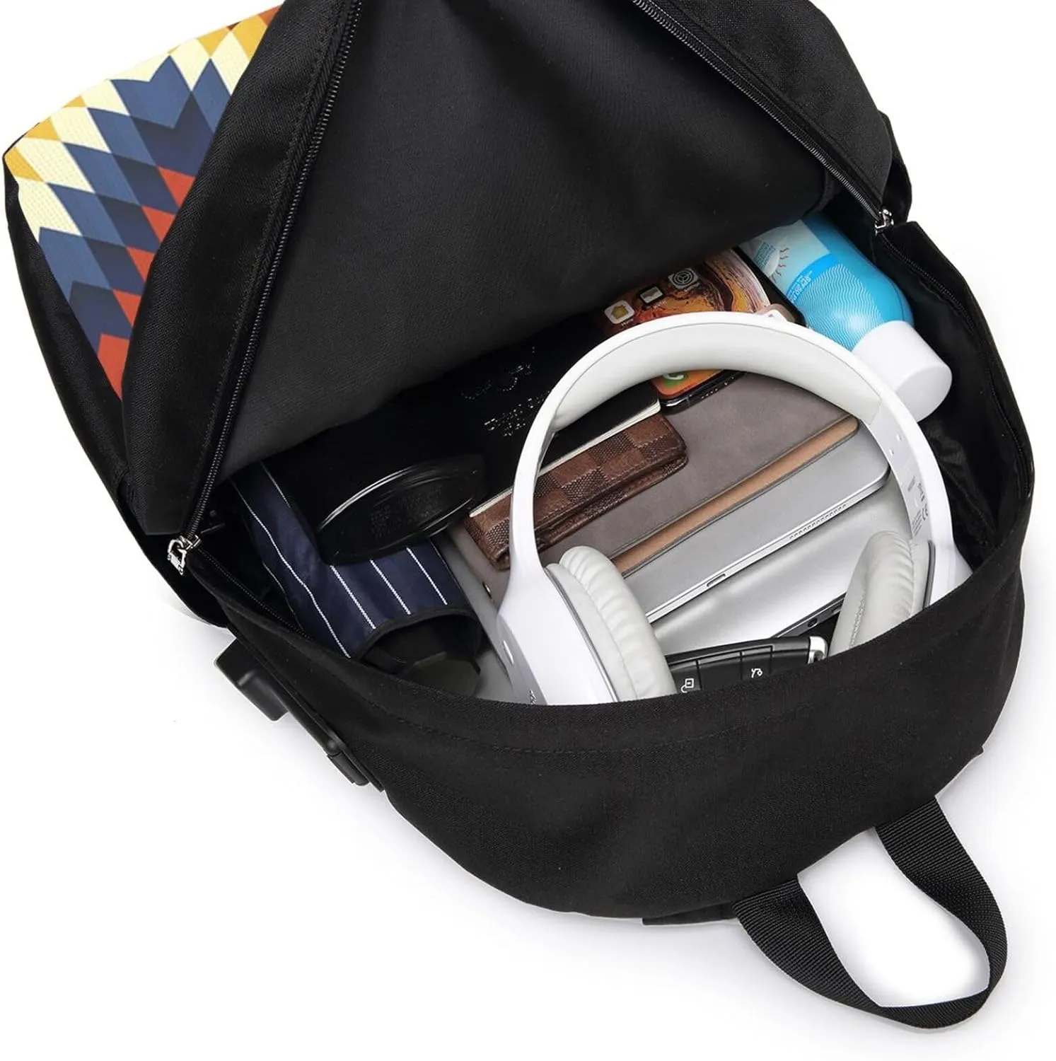 Colorful Waves Backpack, 17 Inch Travel Business Laptop Backpack With USB Port for Women Men