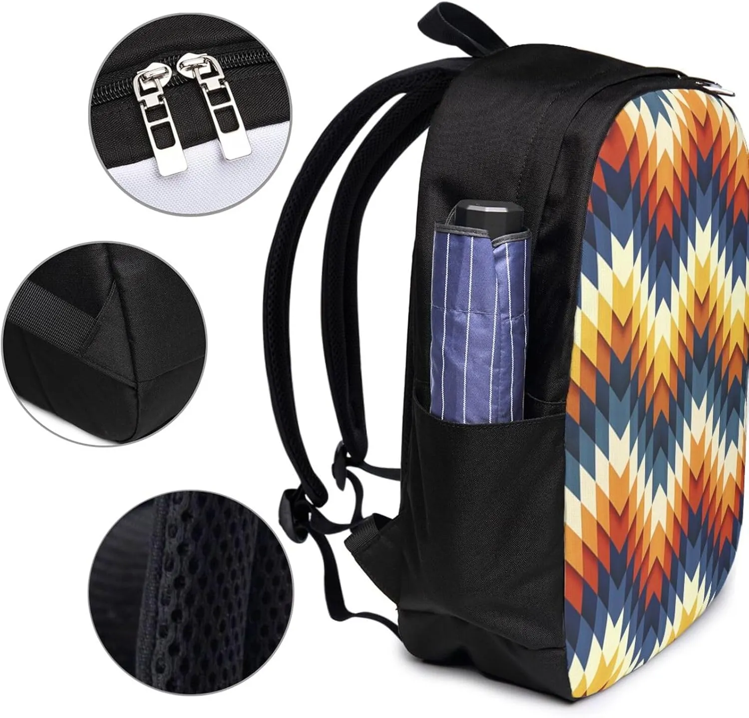 Colorful Waves Backpack, 17 Inch Travel Business Laptop Backpack With USB Port for Women Men