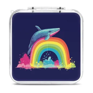 Colorful Whale on Rainbow Switch Game Case Switch Game Holder Cartridge Case Storage 12 Games & 2 Micro Sd Card Slots, Travel Carry Cases, Portable Games Card Storage, Hard Shell, Buckle Closure