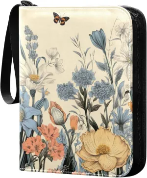 Colorful Wild Flowers Card Binder, 400 Pockets Card Holder with 50 Sleeves, Sturdy Card Holder Folders for Game Cards & Sports Cards
