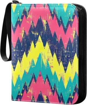 Colorful Zigzag Pattern Card Binder, 400 Pockets Card Holder with 50 Sleeves, Sturdy Card Holder Folders for Game Cards & Sports Cards