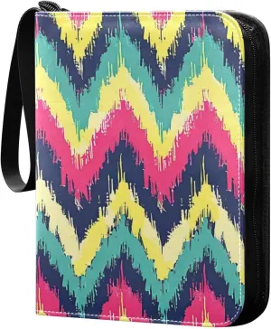 Colorful Zigzag Pattern Card Binder, 400 Pockets Card Holder with 50 Sleeves, Sturdy Card Holder Folders for Game Cards & Sports Cards