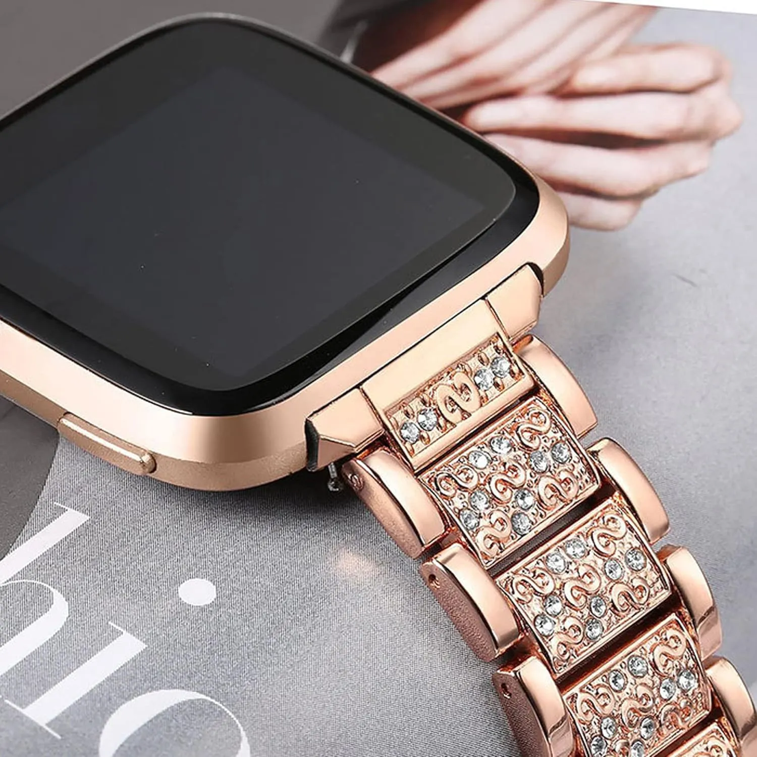 Compatible for AKUMAKA Smart Watch Bands, 22mm Jewelry Bling Diamond Metal Dressy Strap Accessories Sports Band for Men Women Compatible with AKUMAKA G39, T90, 209DK Smart Watch