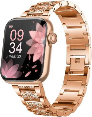 Compatible for AKUMAKA Smart Watch Bands, 22mm Jewelry Bling Diamond Metal Dressy Strap Accessories Sports Band for Men Women Compatible with AKUMAKA G39, T90, 209DK Smart Watch