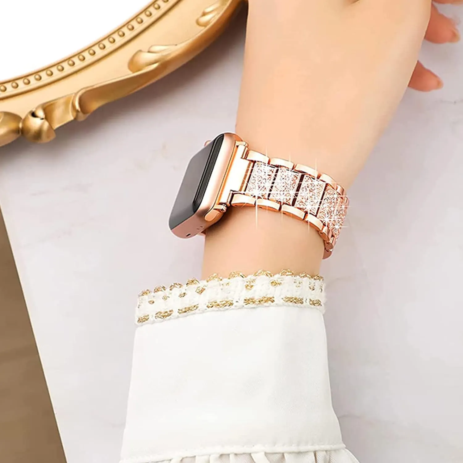 Compatible for AKUMAKA Smart Watch Bands, 22mm Jewelry Bling Diamond Metal Dressy Strap Accessories Sports Band for Men Women Compatible with AKUMAKA G39, T90, 209DK Smart Watch