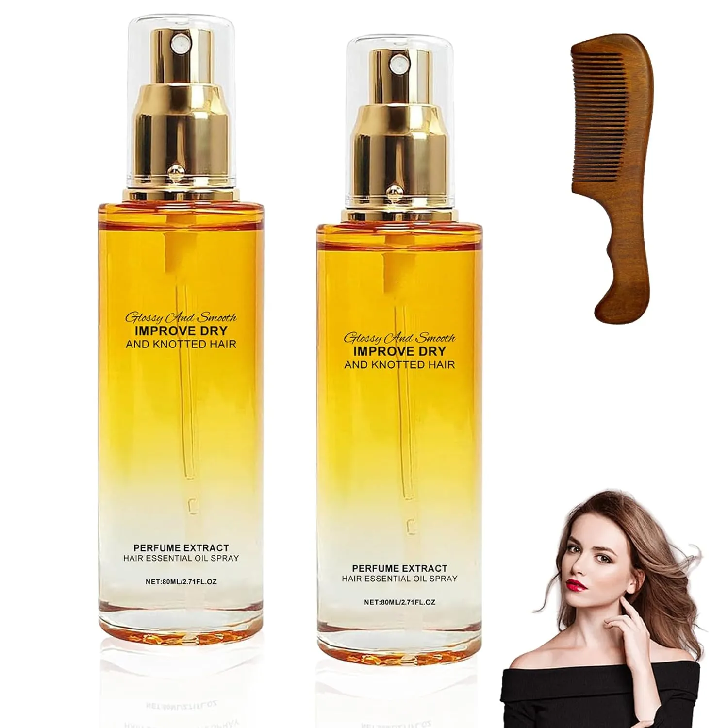 Conditioning Oil Spray, 80ml Leave-In Scalp & Hair Strengthener, Lightweight Nourishing Hair Oil for Dry, Frizzy, Curly Hair, Anti-Frizz Styling Mist for Daily Use (one size, 2pc)