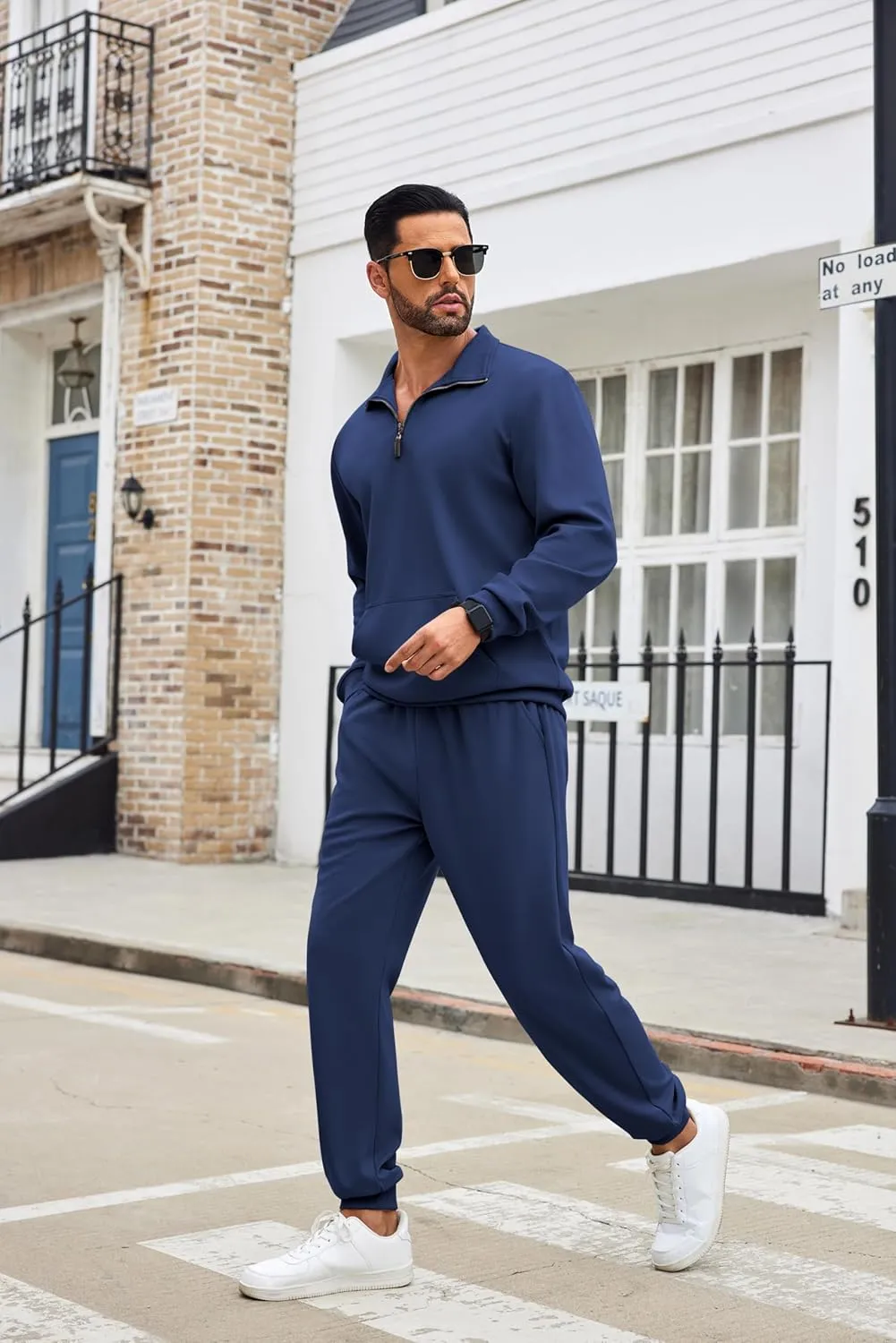 COOFANDY Men's Tracksuit 2 Piece Quarter Zip Sweatsuit Sets Casual Athletic Running Jogging Suits