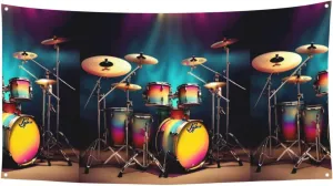 Cool Drums Set Print Birthday Party Banner - 35" X 70" Funny Fiesta Party Banner Decorations Events