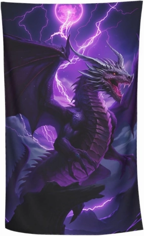 Cool Dragon Beach Towel,32x52in,Quick-Dry Sand-Free Bath Towels,Microfiber Lightweight for Travel Pool Yoga Beach Outdoor Activities Decor Accessories Gifts (Purple Lightning Dragon)