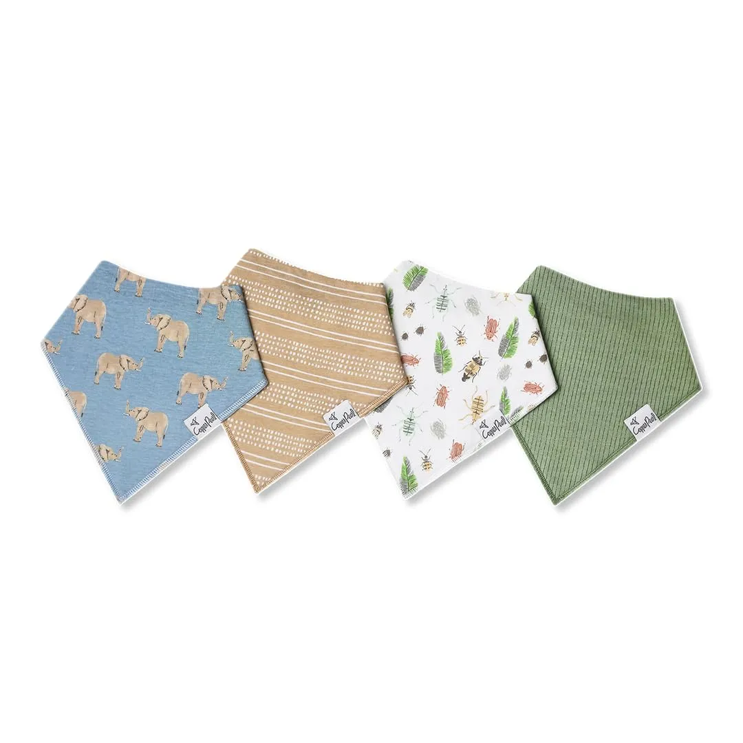Copper Pearl 4 Pack Soft Cotton Baby Bibs for Drooling and Teething, Absorbent Drool Bibs for Baby Girl and Boy, Adjustable to Fit Newborns to Toddlers, Tons of Styles (Peanut)