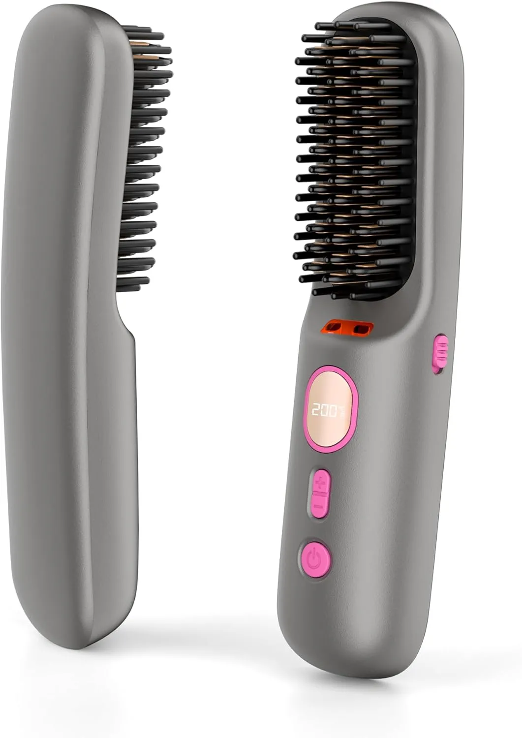 Cordless Hair Straightener Brush, Mini Heated Portable Hot Brush Hair Straightening for Women, 9600mah Battery USB-C Rechargeable, 200 Million Negative Ions for Travel