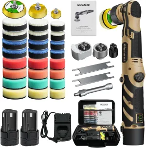 Cordless Mini Polisher,1/1.5/2Inch,DA&RO with 11 Variable Speed 2500-6000 RPM,2 * 2.3Ah Rechargeable Batteries,Car Detailing Micro Polisher