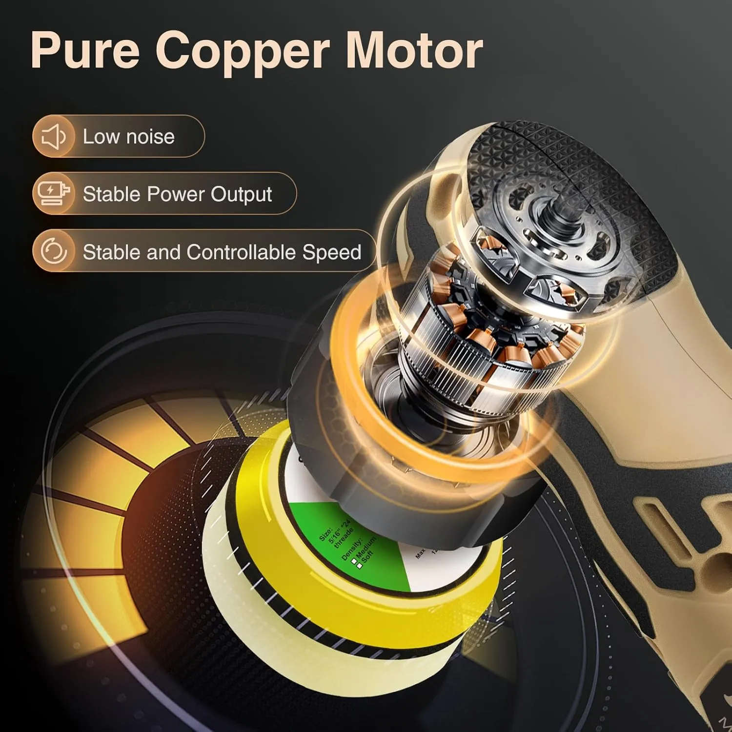 Cordless Mini Polisher,1/1.5/2Inch,DA&RO with 11 Variable Speed 2500-6000 RPM,2 * 2.3Ah Rechargeable Batteries,Car Detailing Micro Polisher