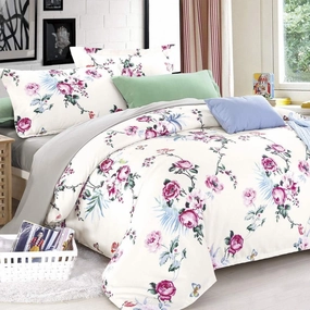 Cotton Wildflower 3pc Duvet Cover Set 1 Duvet Cover 2 Pillowcases Garden Style Ultra Soft Comforter Cover Sets with Zipper Closure (Color : A, Size : Single 140X200cm(55X79inch)) (B Twin 175X230cm(69