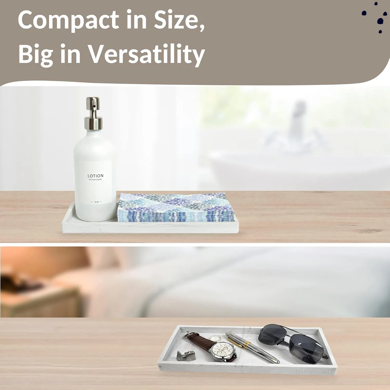 Countertop and Vanity Tray - 11.7" Silicone Bathroom Tray, Flexible Dish Soap Holder for Kitchen, Bathroom Counter Organizer, Shower Toilet Tank Trays Décor Accessories, Sink Makeup Mat Oil