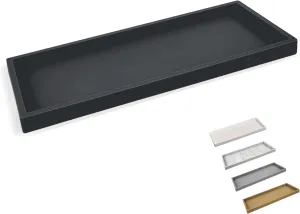 Countertop and Vanity Tray - 11.7" Silicone Bathroom Tray, Flexible Hand Dish Soap Holder for Kitchen, Bathroom Counter Organizer, Shower Toilet Tank Trays Décor, Sink Makeup Mat Oil, Black