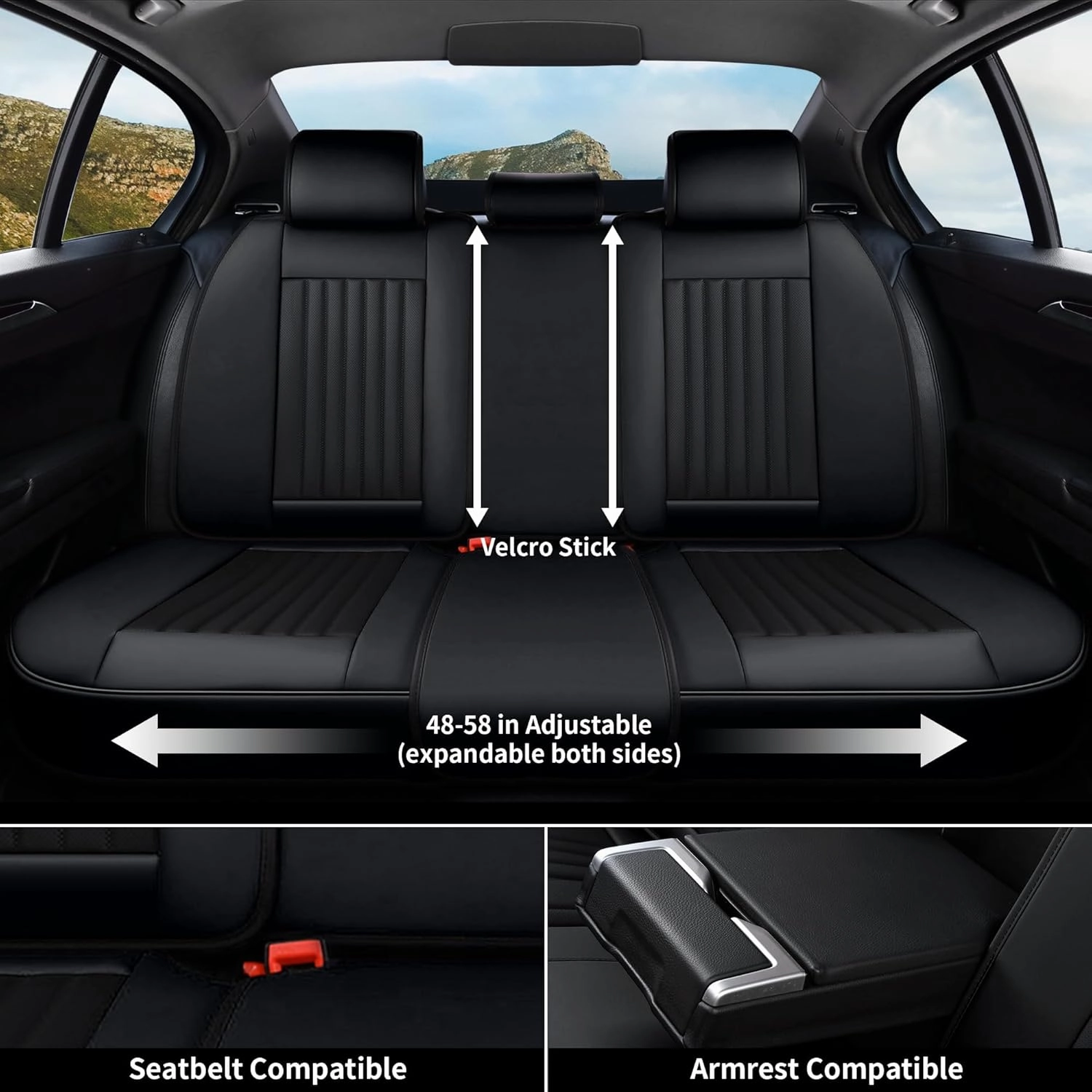 Coverado Seat Covers, Car Seat Covers Front Seats, Car Seat Cover, Car Seat Protector Waterproof, Car Seat Cushion Nappa Leather, Black Seat Covers for Cars Carseat Cover Universal Fit for Most Cars