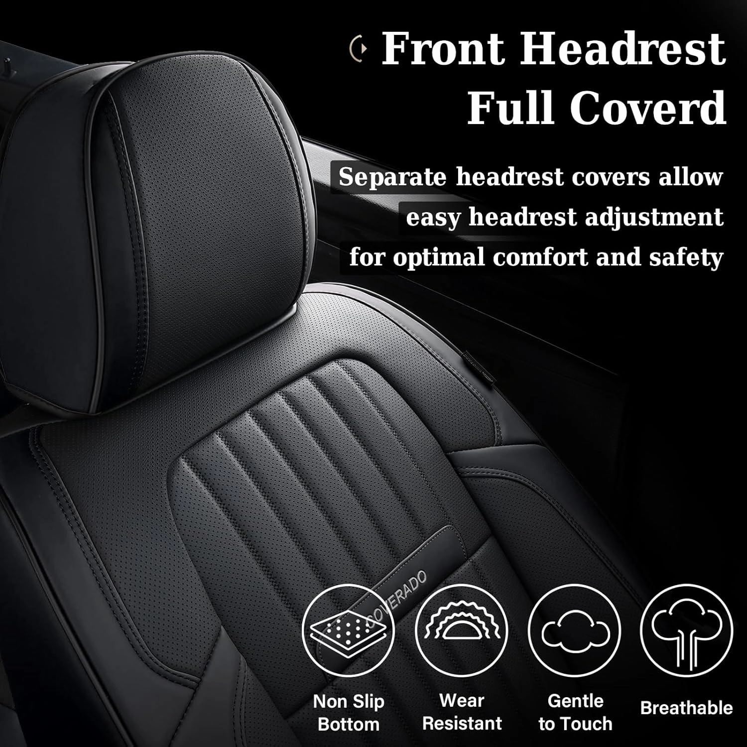 Coverado Seat Covers, Car Seat Covers Front Seats, Car Seat Cover, Car Seat Protector Waterproof, Car Seat Cushion Nappa Leather, Black Seat Covers for Cars Carseat Cover Universal Fit for Most Cars