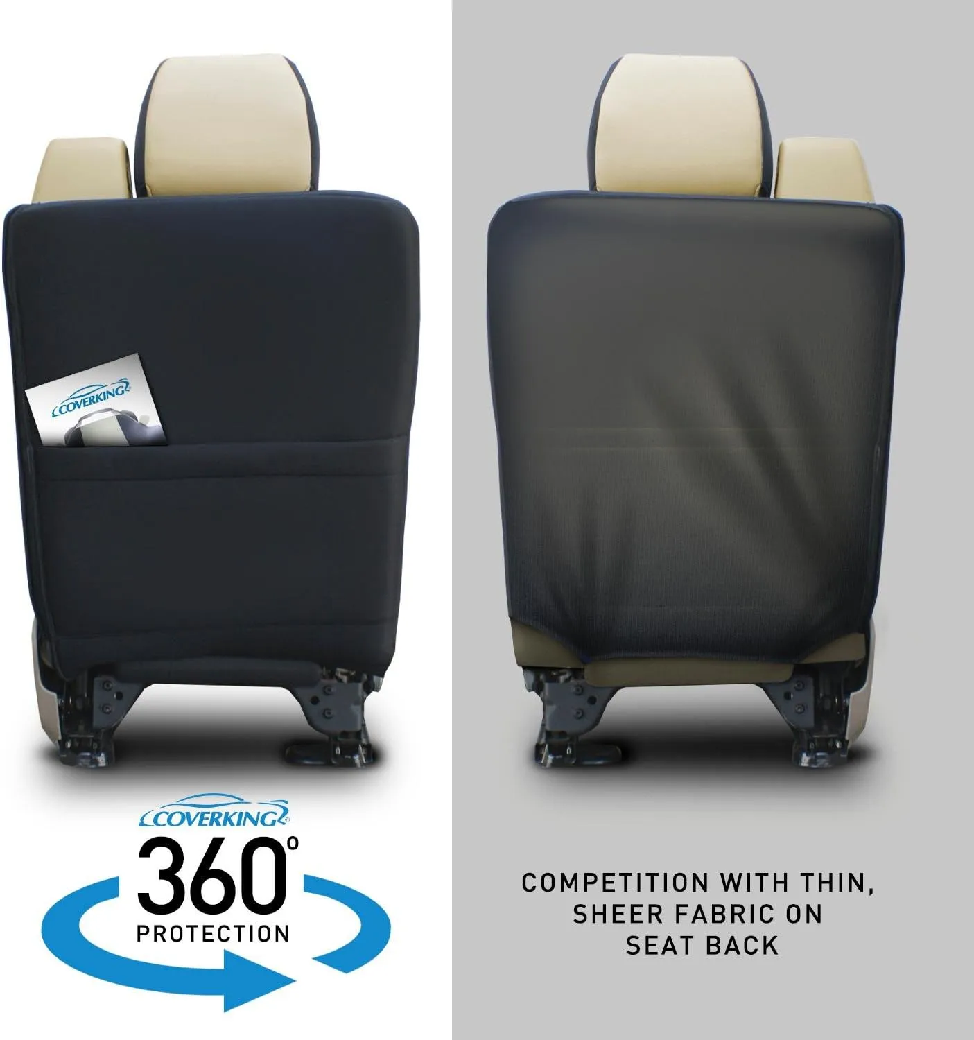 Coverking Custom Fit Front 40/20/40 Seat Cover for Select Dodge Dakota Models - Neosupreme (Charcoal with Black Sides)