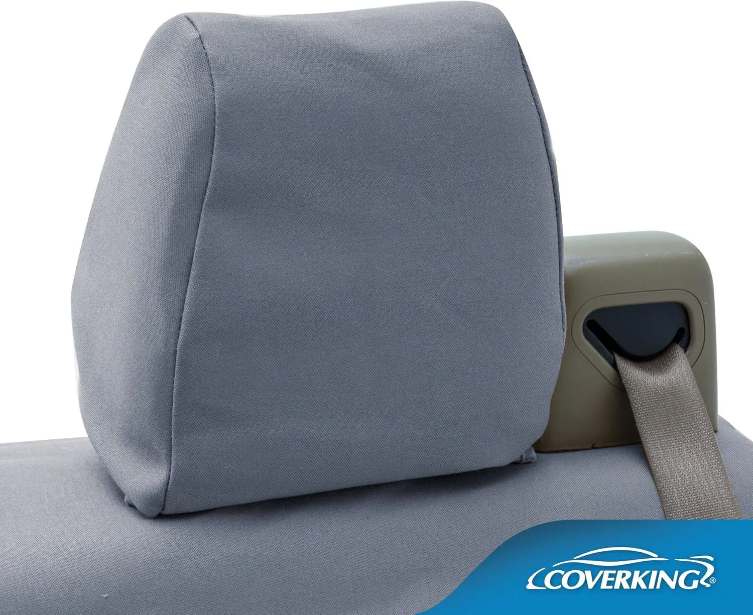 Coverking Custom Fit Front Solid Bench Seat Cover for Select Ford F-Series Models - Polycotton Drill (Medium Gray)
