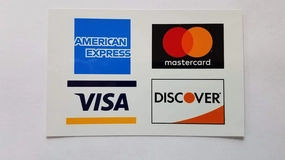 Credit Card Sticker Signs Stickers – 2 Pack 5”x 3” Inch - Authentic Visa, MasterCard, Amex & Discover, Premium Self-Adhesive Vinyl, Laminated, UV, Weather, Scratch, Water and Fade Resistance