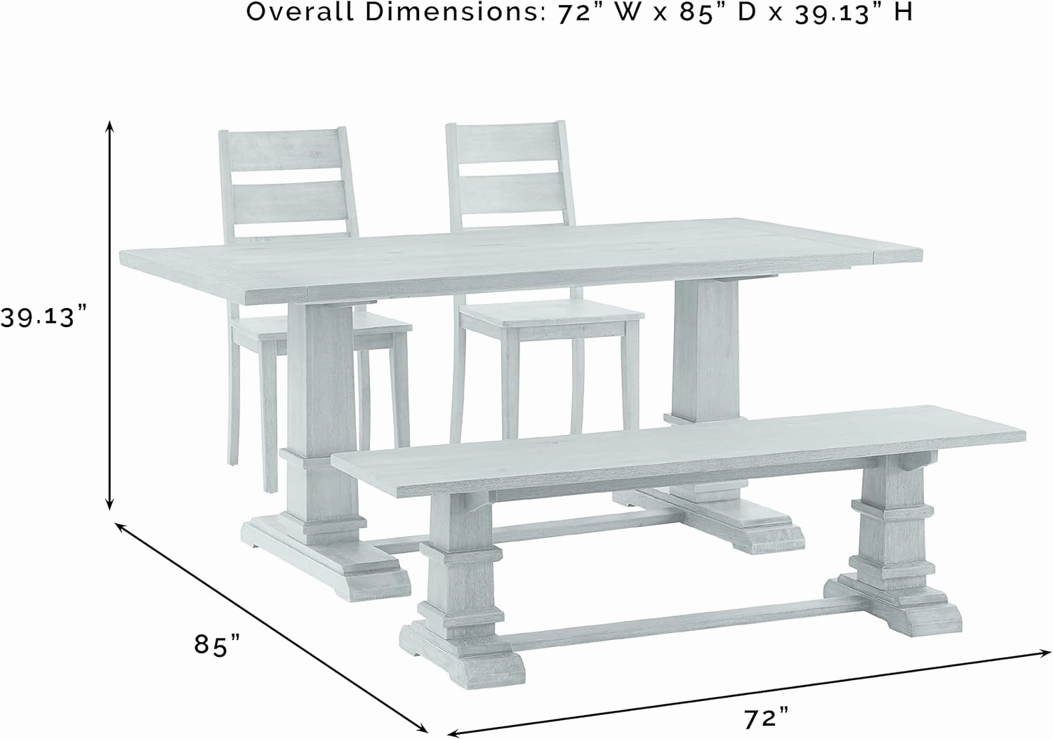 Crosley Furniture Joanna 4-Piece Modern Farmhouse Dining Table Set for 5 with 2 Ladderback Chairs and a Bench, Rustic Brown