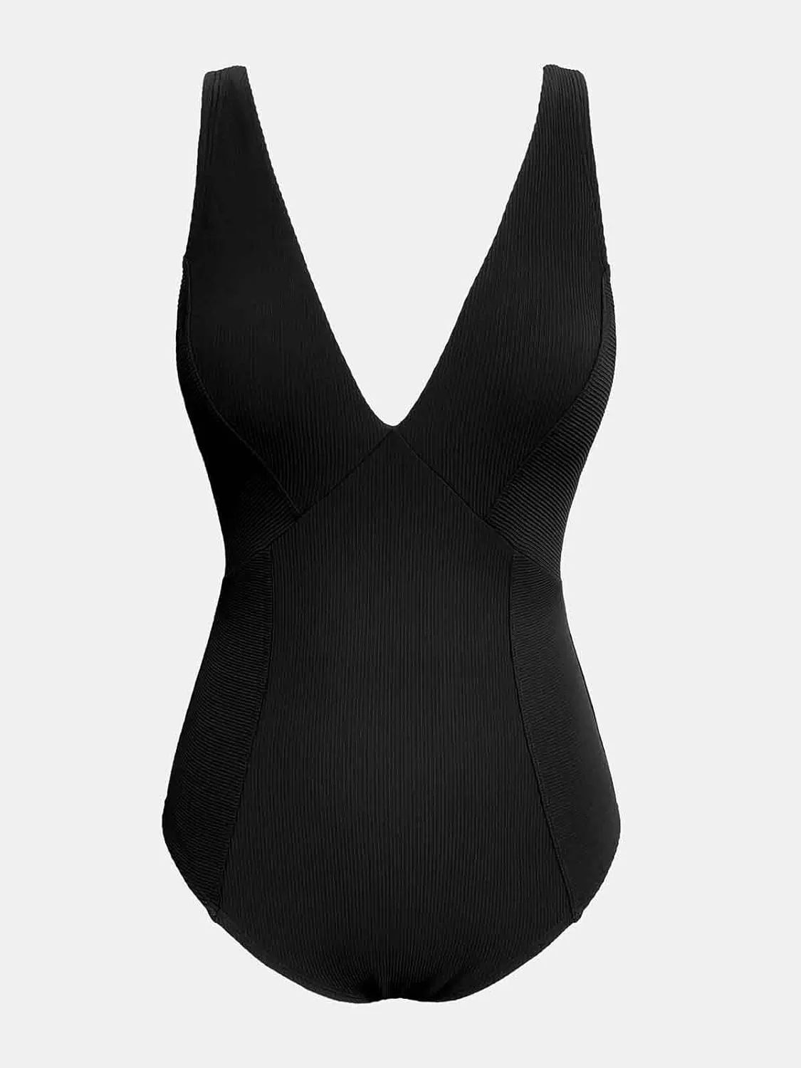 CUPSHE Women's One Piece Swimsuit Plunging V Neck Bathing Suit Wide Adjustable Straps O Ring Ribbed Swimwear