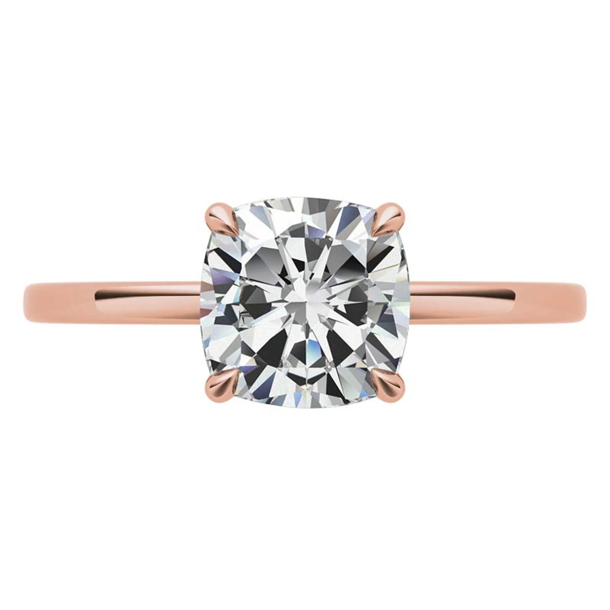 Cushion Cut Rose Gold Adjustable Sterling Silver Chic Diamond Engagement Ring For Women