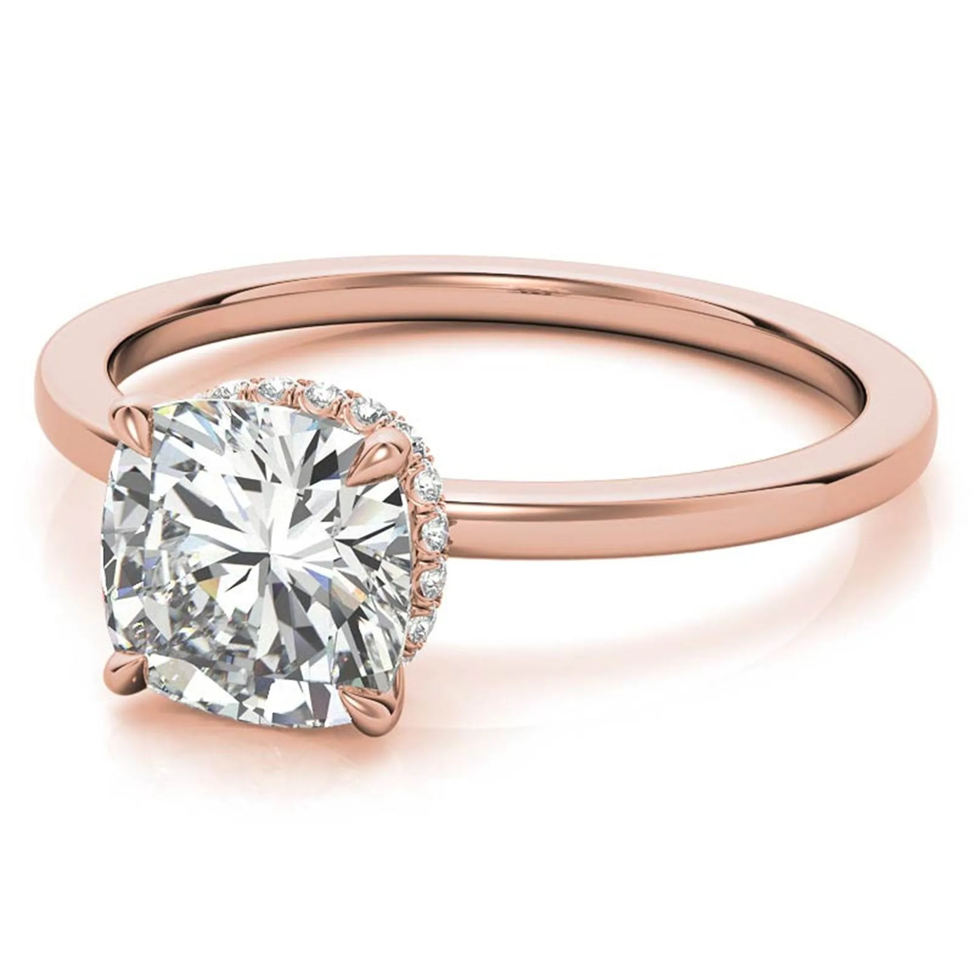 Cushion Cut Rose Gold Adjustable Sterling Silver Chic Diamond Engagement Ring For Women