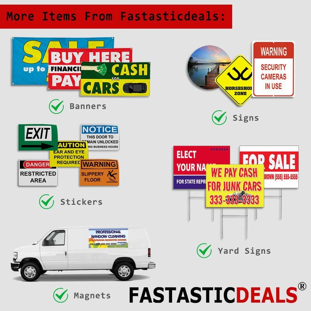 Custom Weatherproof Yard Sign Buy Here Pay Accepted ! Visa Mastercard Red Lawn Garden 18x12 Inches 2 Sides Print Personalized Text