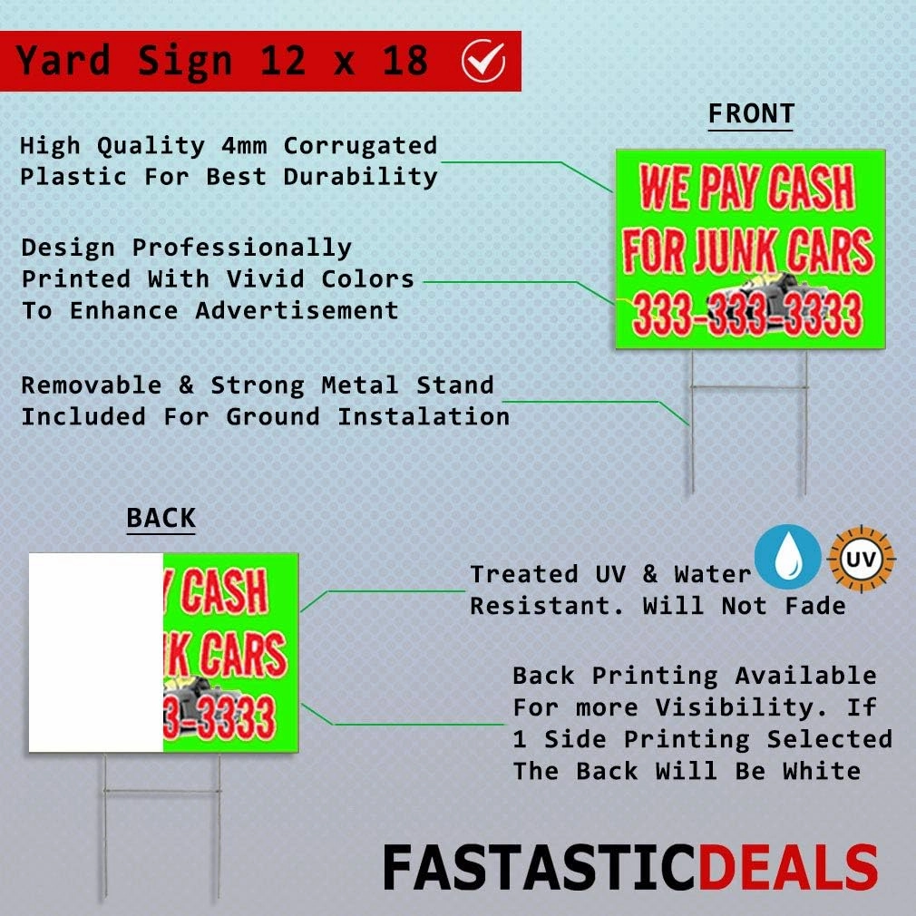 Custom Weatherproof Yard Sign Buy Here Pay Accepted ! Visa Mastercard Red Lawn Garden 18x12 Inches 2 Sides Print Personalized Text