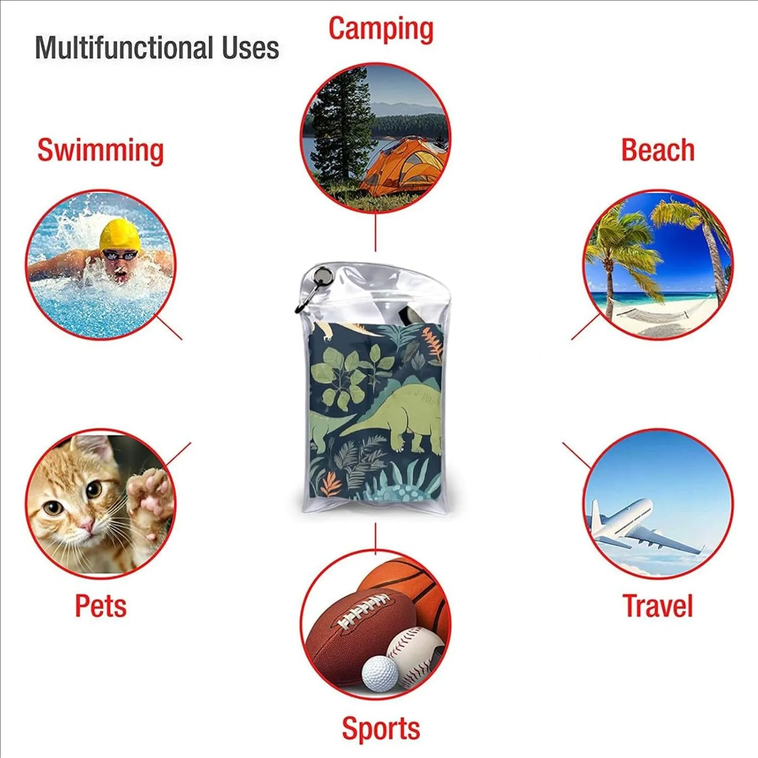 Cute Premium Compact Microfiber Travel Towel-Featherlight & Quick Dry,Sand-Resistant Beach Towel for Swimming,Camping,Vacation Essentials with Carry Pouch