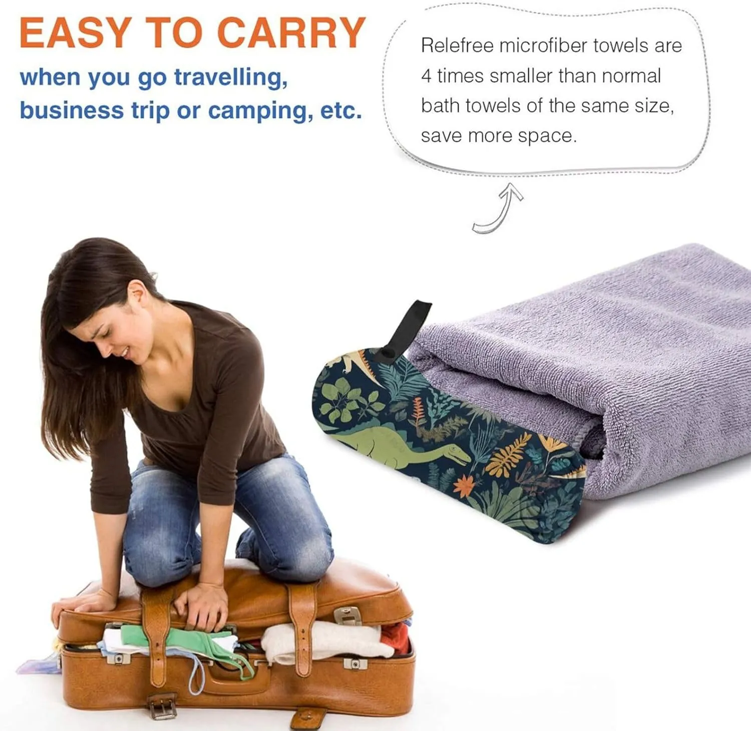Cute Premium Compact Microfiber Travel Towel-Featherlight & Quick Dry,Sand-Resistant Beach Towel for Swimming,Camping,Vacation Essentials with Carry Pouch