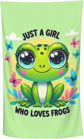 Cute Frog Beach Towel,32x52in,Quick-Dry Sand-Free Forest Bath Towels,Microfiber Lightweight for Travel Pool Yoga Beach Outdoor Activities Decor Accessories Gifts (Just a Girl Who Loves Frogs)