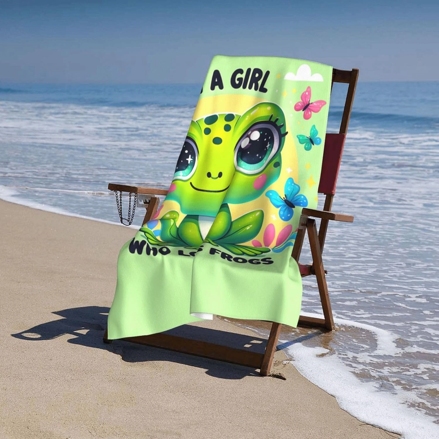Cute Frog Beach Towel,32x52in,Quick-Dry Sand-Free Forest Bath Towels,Microfiber Lightweight for Travel Pool Yoga Beach Outdoor Activities Decor Accessories Gifts (Just a Girl Who Loves Frogs)