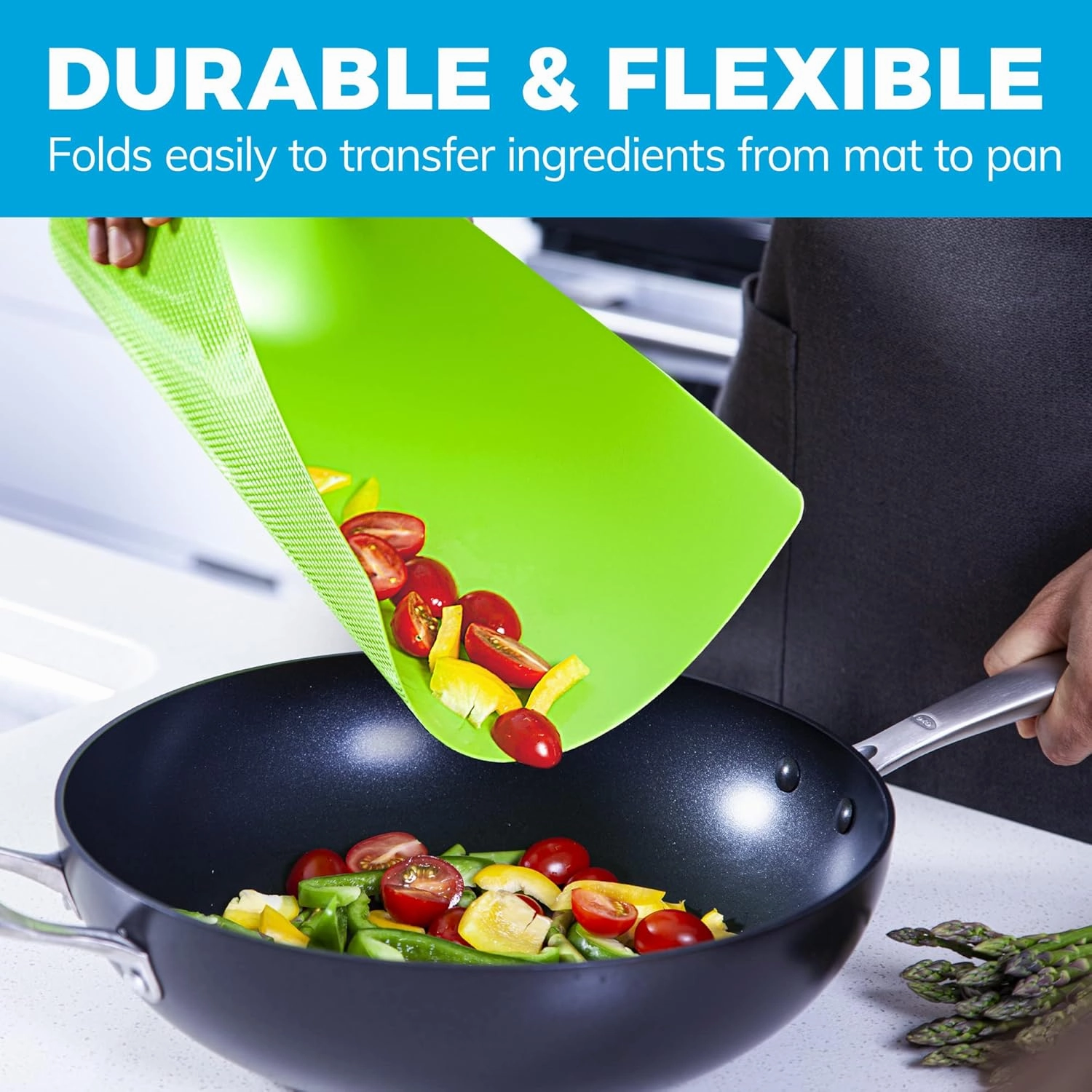 Cutting Boards for Kitchen – Bamboo Cutting Board Set with 6 Color-Coded Flexible Chopping Mats, Easy Clean Wood and Dishwasher-Safe Plastic, Large 17×12, Knife-Friendly by Cooler Kitchen