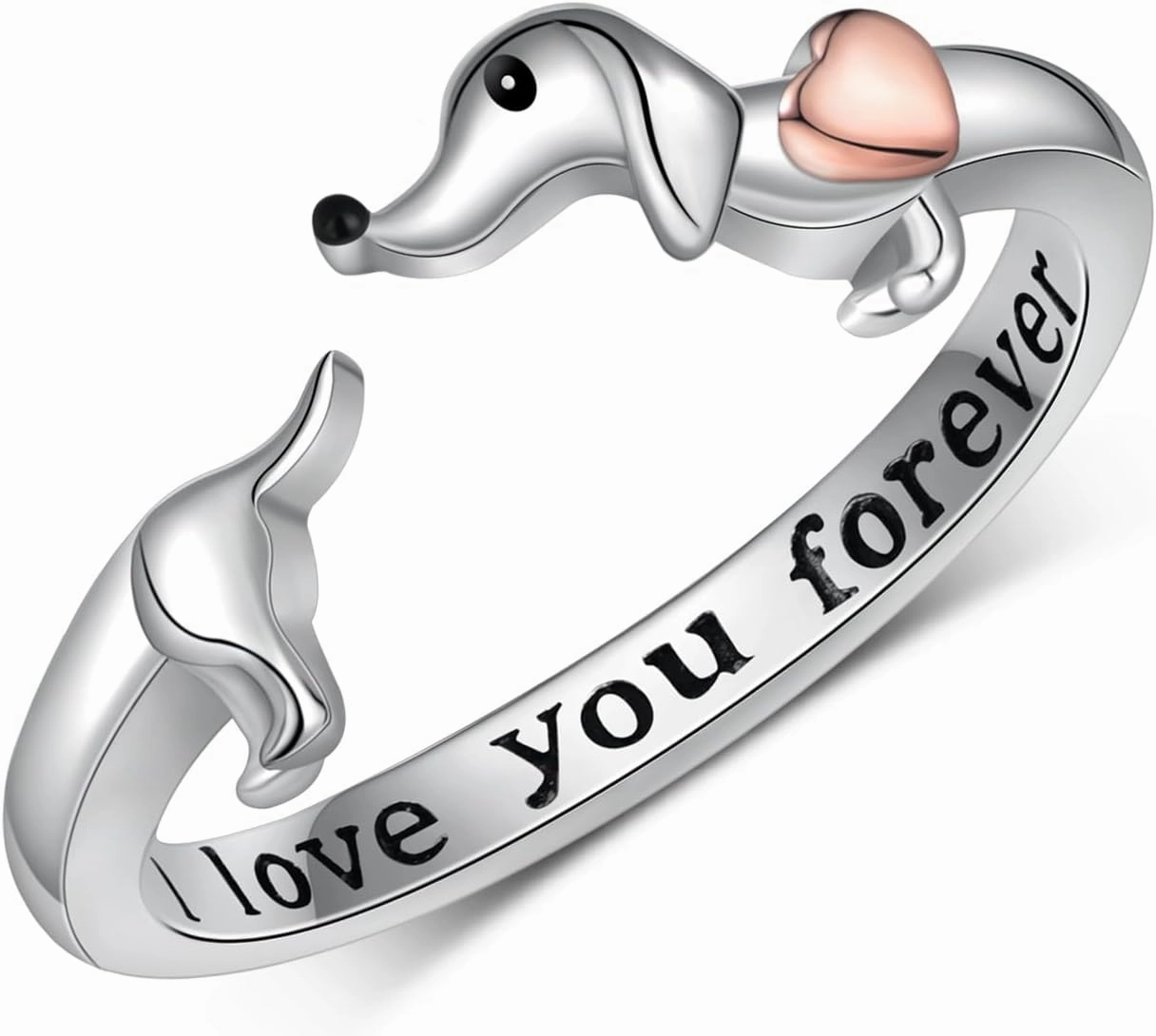Dachshund Rings for Women 925 Sterling Silver Dachshund Open Rings Cute Adjustable Wiener Dog Rings Animal Puppy Dog Jewelry Gifts for Women Dachshund Gifts
