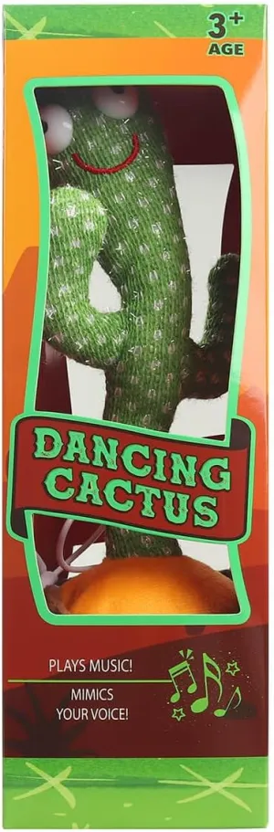 Dancing Cactus, Interactive Toy, Talking Cactus Repeat What You Say, LED Lights, Cactus Toy 60 Unique Popular Songs for Kids, Dance, Record, and Sing, Rechargable USB Cord Included, Green