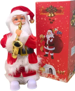 Dancing Singing Santa Claus Playing Saxophone Christmas Santa Doll Musical Animated Plush Figure, Xmas Gifts Outdoor Presents Christmas Decorations Christmas Outside Decor