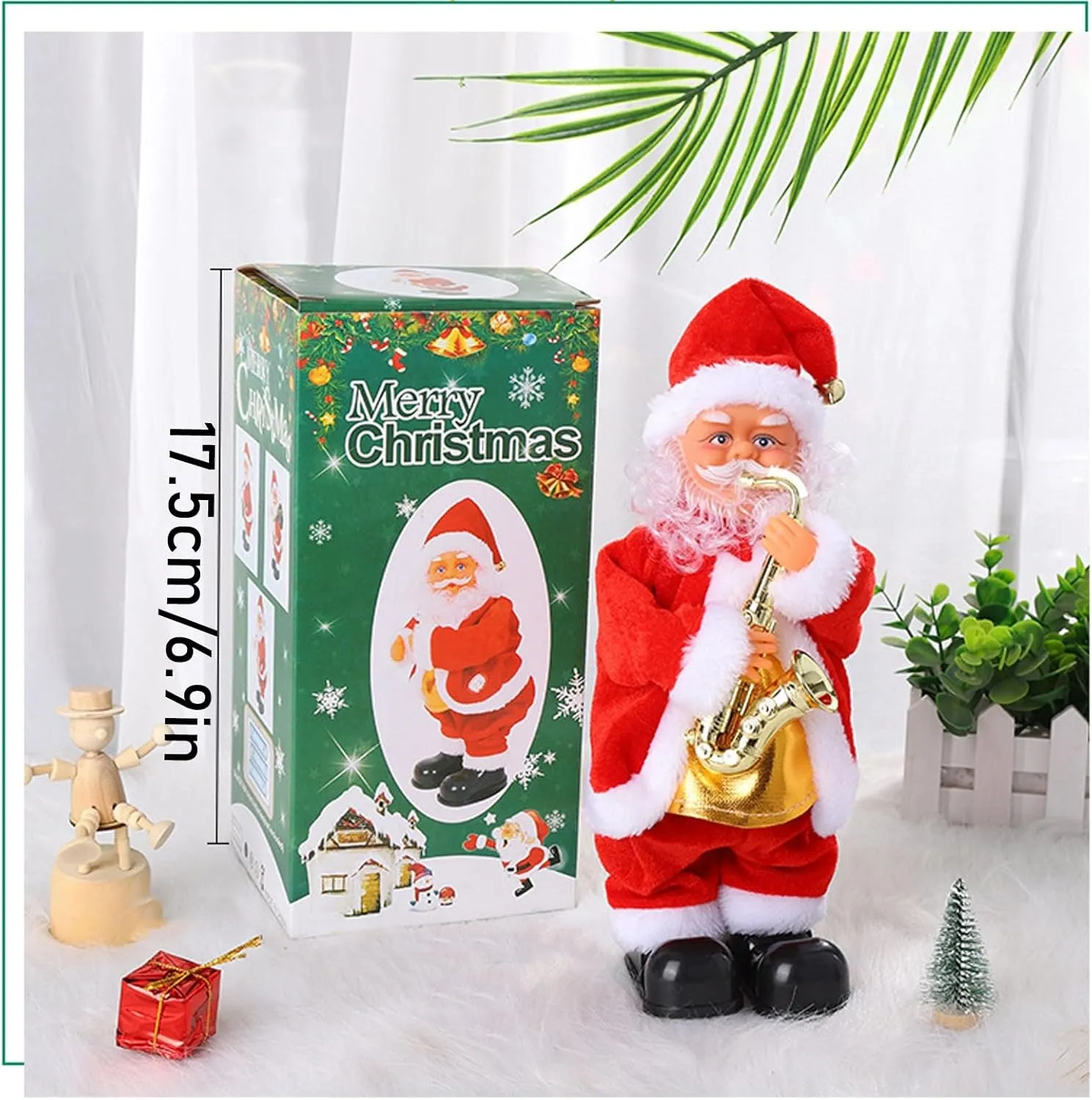 Dancing Singing Santa Claus Playing Saxophone Christmas Santa Doll Musical Animated Plush Figure, Xmas Gifts Outdoor Presents Christmas Decorations Christmas Outside Decor