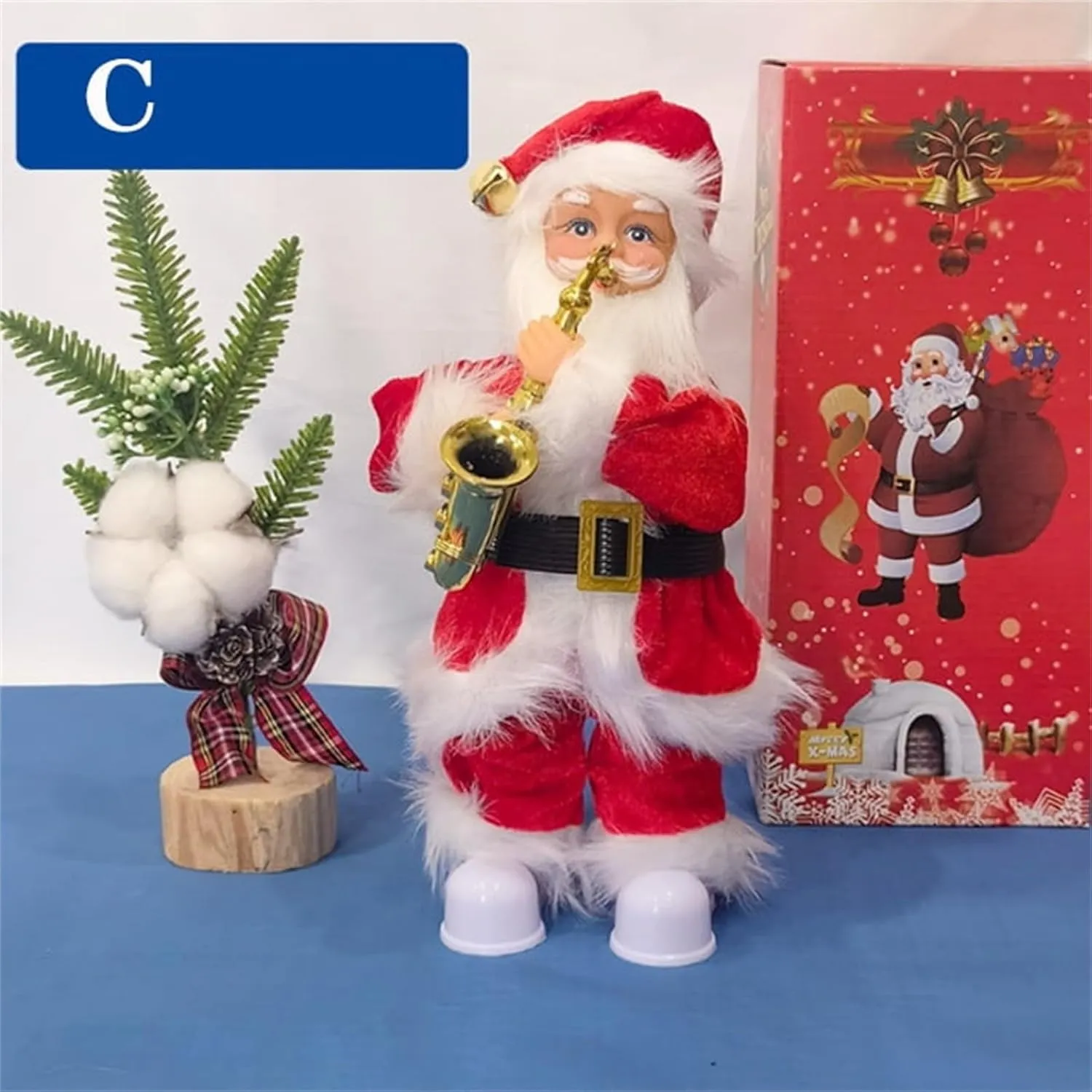 Dancing Singing Santa Claus Playing Saxophone Christmas Santa Doll Musical Animated Plush Figure, Xmas Gifts Outdoor Presents Christmas Decorations Christmas Outside Decor