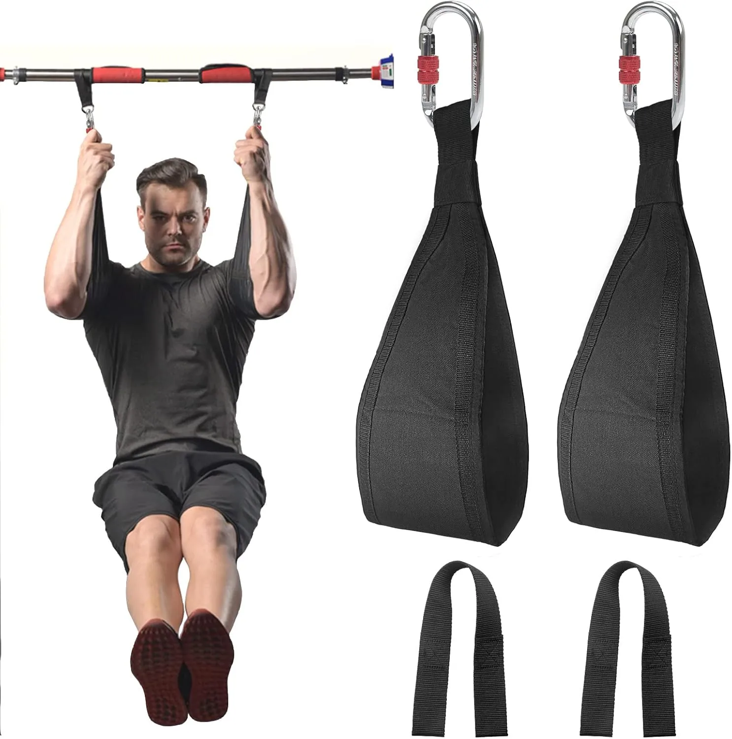 DASKING Fitness Ab Straps, 1 Pair Gym Hanging Sling Straps with Quick Locks for Pull Up Abdominal Training Workout Equipment