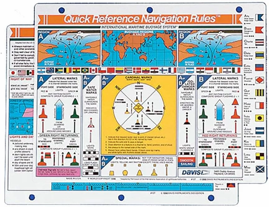 Davis Instruments International Navigation Rules Quick Reference Card - Rules of the Nautical Road for Any International Maritime Boaters and Sailors