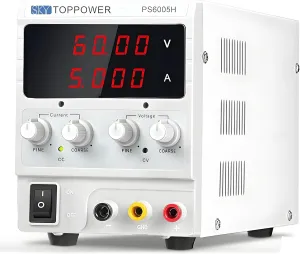 DC Power Supply Variable, 0-60V 0-5A Adjustable Switching Regulated Bench Power Supply with High Precision 4-Digit LED Display for Hobbyist, Repairing Testing, KPS6005H