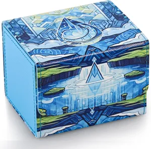 Deck Box for MTG Cards, Trading Card Storage Box Holds 120  Sleeved Commander Deck, PU Leather Card Box Suits TCG Magic Cards with 2 Dividers (Blue,Drop)