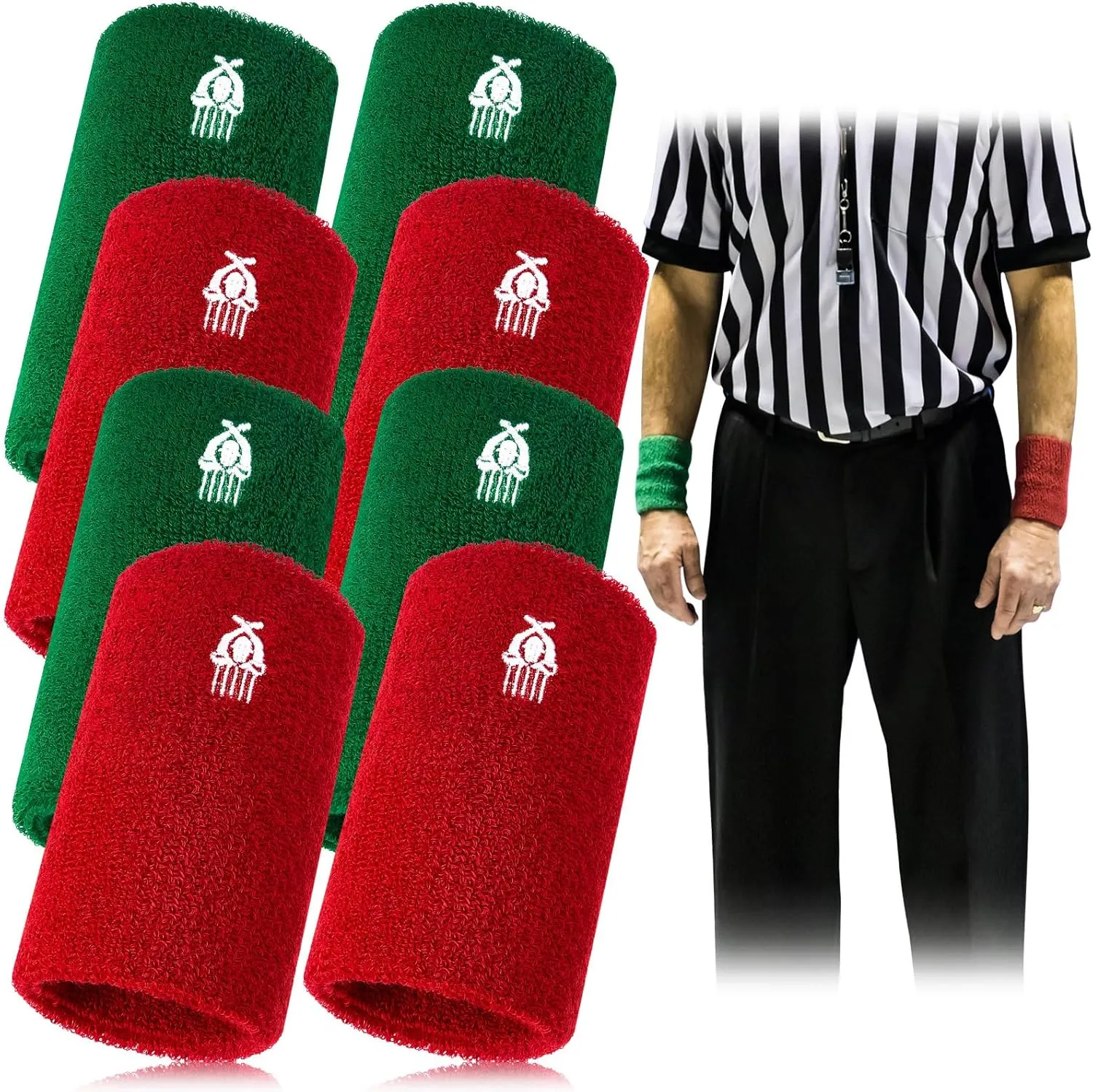Deekin Wrestling Wrist Bands Red Green 5" Wrist Bands Set Official Referee Wristband Wrestling Armbands for Tournament Dual Meet Events