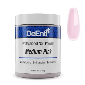 DeEnti Acrylic Nail Powder, 2oz Medium Pink, Long Lasting Salon Quality, Bubble Free Professional Manicures, Nail Art, Fake Nails, Dip, Carving & Extensions