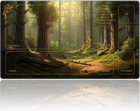 DEGDFSGR for MTG Playmat with Zones 27.5" x 15.74" for TCG Playmat Non-Slip Rubber Base Commander Playmat for Magic The Gathering Playmat Iorcana Trading Card Game, Sunshine Fairy Tale Forest