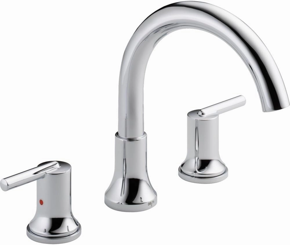 Delta Faucet Trinsic Roman Tub Faucet - T2759 - Modern Bathroom Tub Faucet Set - Includes Tub Faucet & Handles - Chrome (Valve Sold Separately)